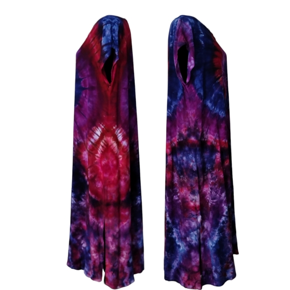 Spiral Scrunch Tie Dye Dress Red Blue and Purple One of a Kind - Picture 5 of 5